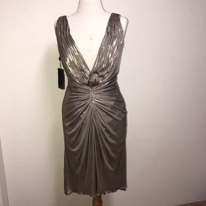 Tadashi Shoji Gold Metallic Dress 8 Wedding